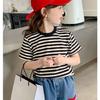 Girls' Short Sleeved T-shirt Striped Summer Children's Korean Summer Outfit Half Sleeved Girls' Thin Top T-shirt