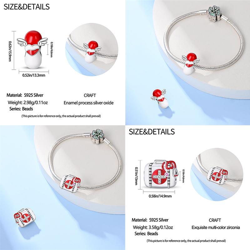 New 925 Silver Medical Kit Stethoscope Professional Series Charms Beads Fit Pan Bracelets DIY Jewelry Gifts