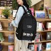 Women's Color Block Backpack Large Capacity Middle School Student Schoolbag
