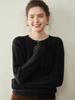 Women's Solid Color Cashmere Pullover: Round Neck, Seven-Stitch Cable Knit, Comfortable and Gentle Style, Warm Base Layer Sweater.