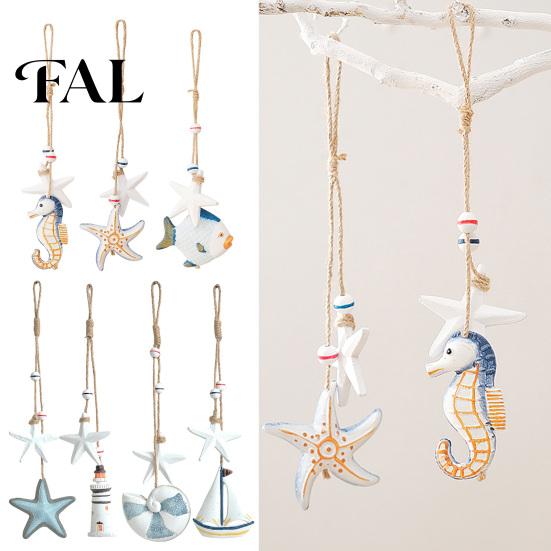 Eco Friendly Seaside Wall Accent Mediterranean Nautical Hanging Decor, Handcrafted Wooden Ocean Style Ornaments, Decorative Pendants with Coastal