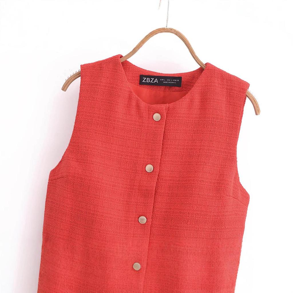 2025 Spring Women's European-American Style Sleeveless Knit Vest & Pleated Skirt Set