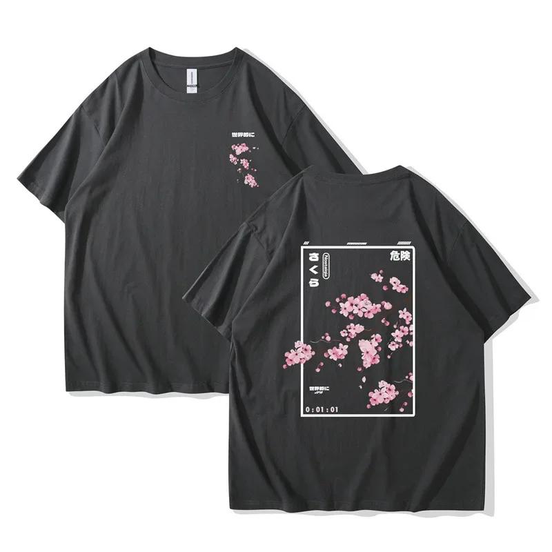 2026 Summer New Pattern Tshirt Animestyle Cherry Blossom Print ShortSleeved Comfortable Casual Tshirt