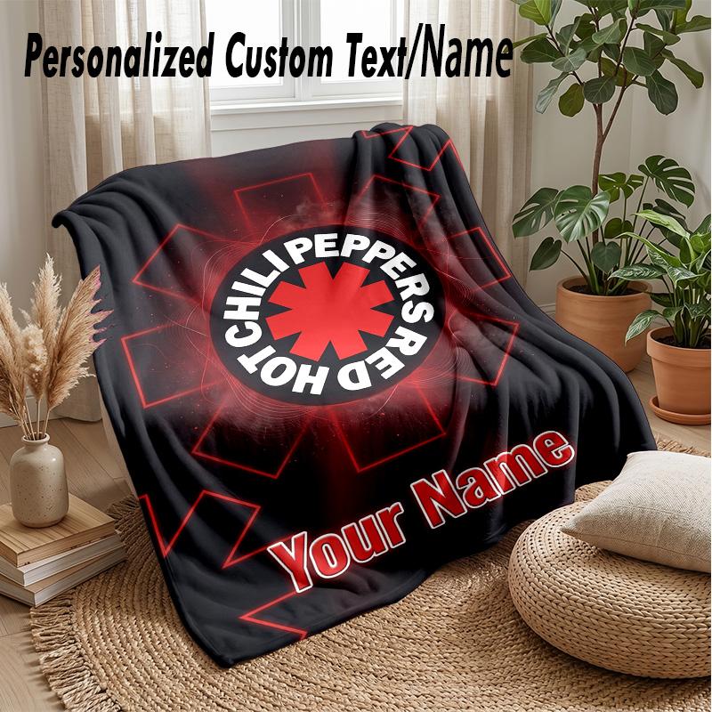 Red Hot Chili Peppers Custom Flannel Throw Blanket Print Your Name Text Soft Warm Blanket Holiday Present