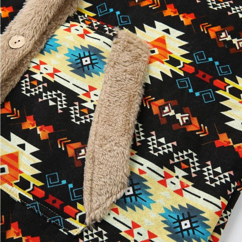 New Women's Printed Casual Printed Hooded Warm Plush Long Sleeve Jacket