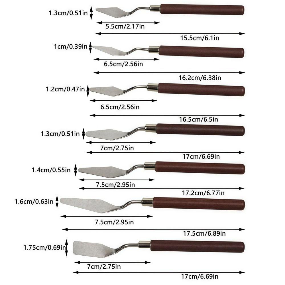7PCS Stainless Steel Art Oil Painting Scraper Set Lightweight Painting Scraper Set  Drawing Tools