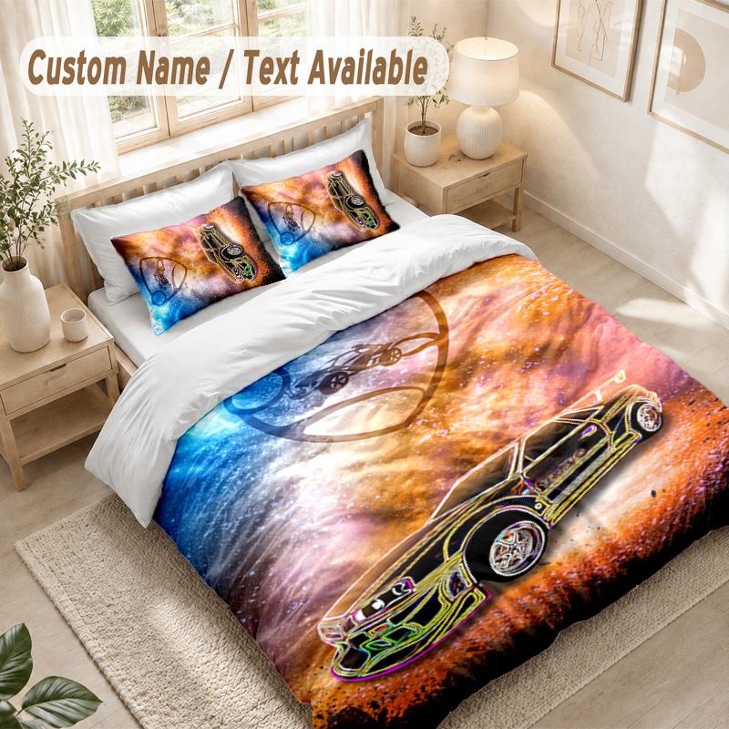 Rocket League Bettwäsche-Set, 1 Bettbezug & 2 Kissenbezüge Weich Bequem Schlafzimmer Heimtextilien Dekor