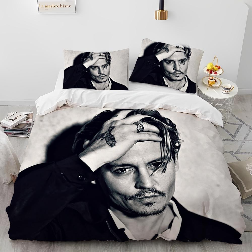 3D Printing Johnny Depp Series Comforter Bedding SetDuvet Cover Bed Set Quilt Cover PillowcaseKing Queen Size Bedding Set Kids