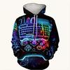 Gamepad Game Player Funny Hoodies Graffiti Neon Graphic 3D Print Men's Hooded Sweatshirts Y2k Pullover Tracksuit Unisex Clothing
