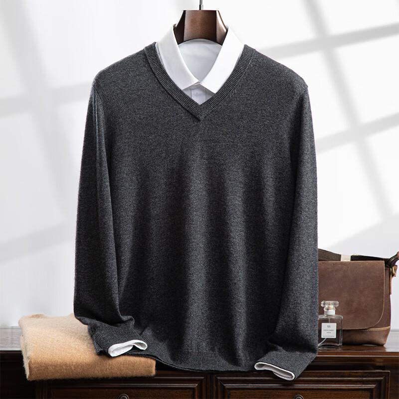 Fanzhen Men's V-Neck Cashmere Blend Sweater