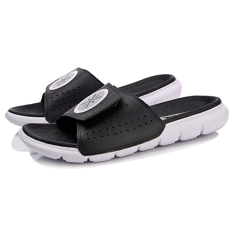 Li-Ning Lightweight Shock Absorbing EVA Rubber Sole Silent Slide Sandals Men Sandals Black ABTN003-3