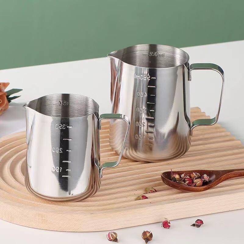HUIHUADU Rostfritt Stål Mjölkkanna för Latte Art med Måttskala