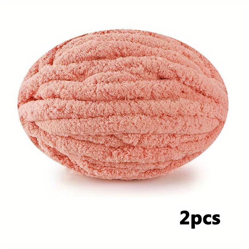2pcs Chunky Chenille Yarn Wide Soft Arm Knitting Thick Yarn In Solid Colors for Scarves Hats Bags