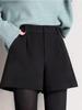 Women's 2023 High-Waist Woolen A-Line Shorts - Autumn/Winter Fashion, Wide-Leg, Loose Casual Fit for Outerwear with Boots
