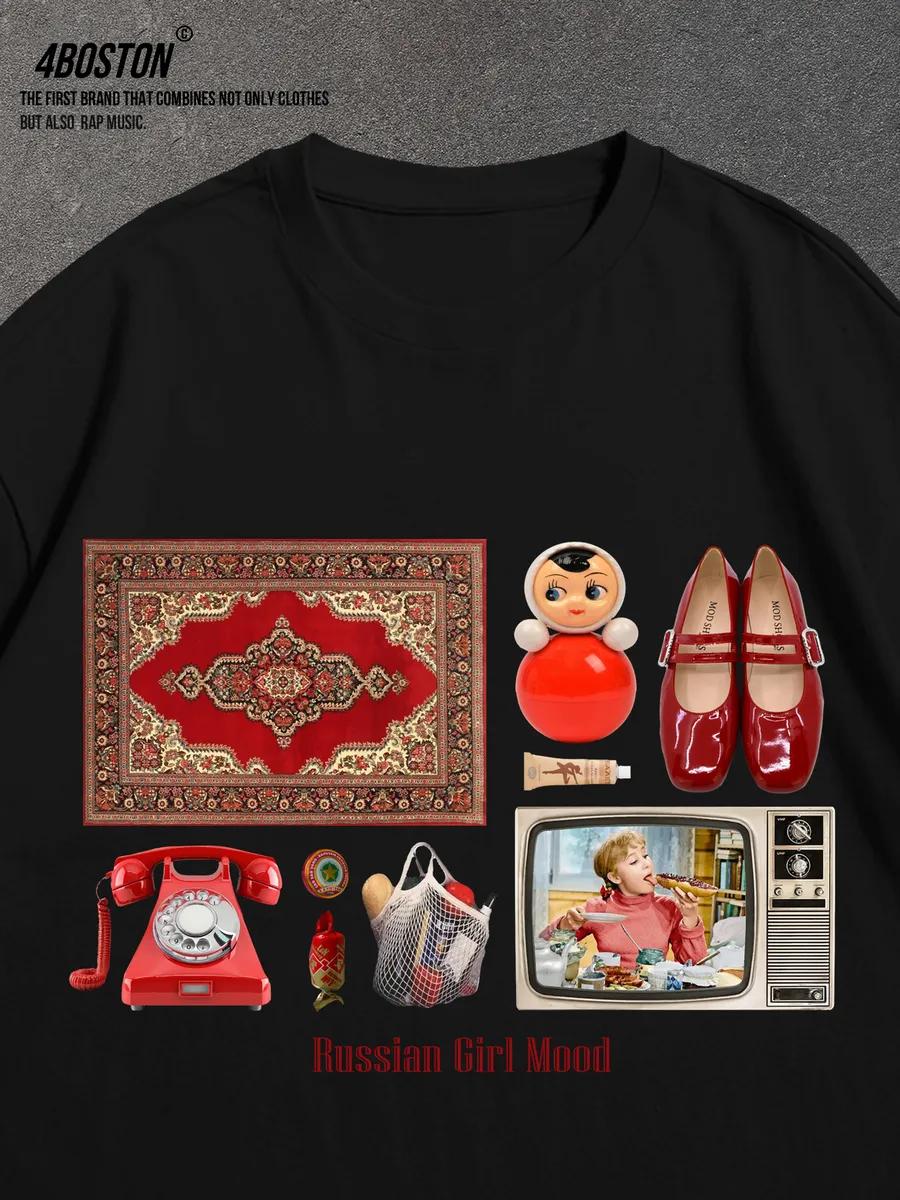 Oversized Y2K moon parameters print T-shirt L