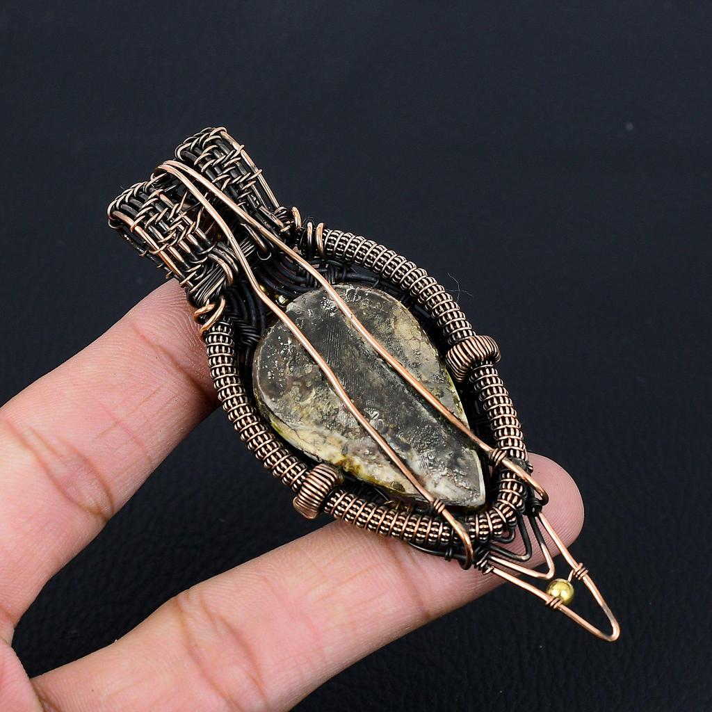 Wildpferd-Edelstein, reiner Kupferdraht, umwickelt, handgefertigter Anhänger, Schmuck als Geschenk