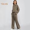 2 Pcs/Set Women Top Pants Set Half Zipper Turn-down Collar Long Sleeves Sweatshirt Elastic Waist Wide Leg Sweatpants Sport Outfit Autumn Casual