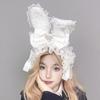 Elegant Ribbon Hair Clip Headpiece With Lace Ruffle Trim Design For Women And Girl Anime Event Gathering Hair Ornament