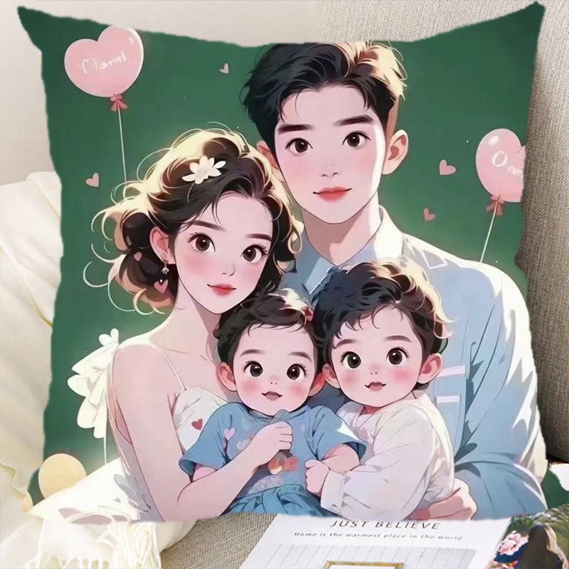 Eltern-Kind Avatar Kissen Paar Cartoon Schlafzimmer Taille Rücken Auto Sofa Kissen Doppelseitiges Kissen Geschenk