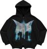 Y2K dark cross-border personality street loose pocket women's top sports zipper cardigan goth hoodie cardigan