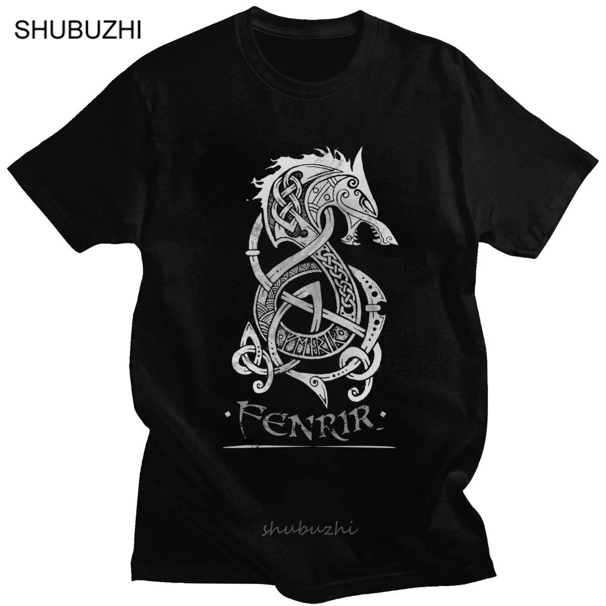

Футболка Loki Son Fenrir для мужчин, футболка с короткими рукавами и принтом «Волк скандинавской мифологии», футболка с предварительной усадкой