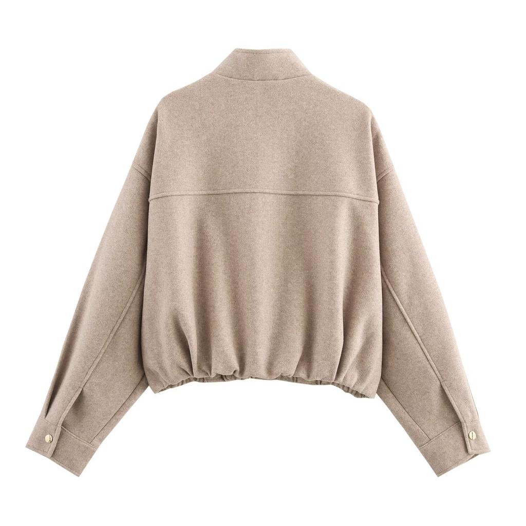 European and American style foreign trade women's clothing autumn new fashion versatile long-sleeved soft pilot short jacket