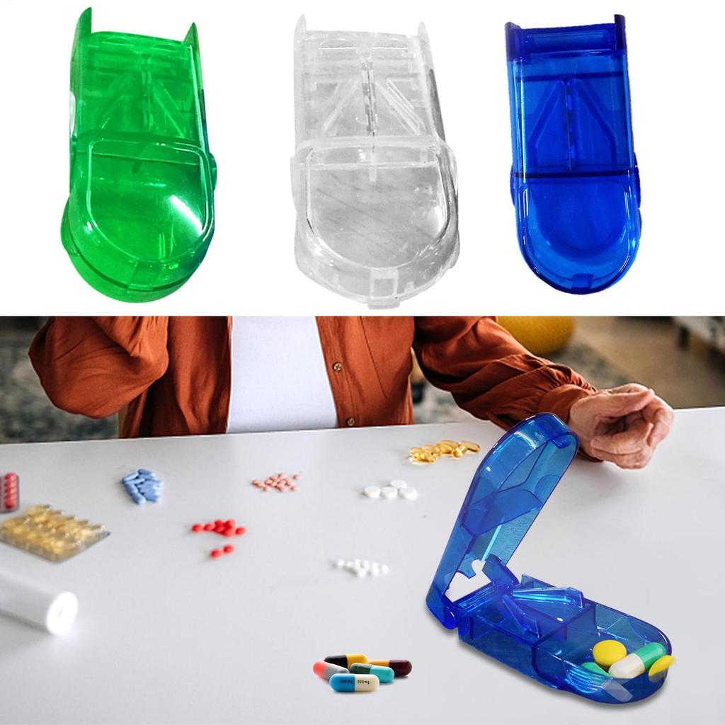 Small Pill Divider Multifunctional Medicine Crusher Clear Vitamin and Medicine Crusher for Adults and Children Portable Pill