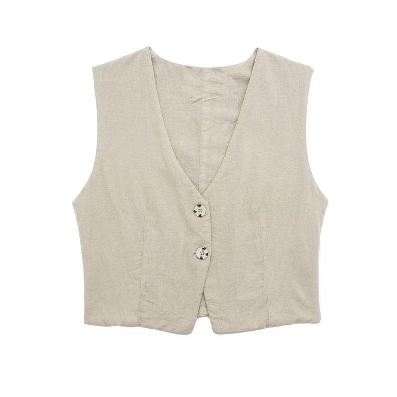 

Fashion Style 2023 Summer New Arrival Fashion Women s Linen Blended Short Vest Pants 1879023 711 Vest L