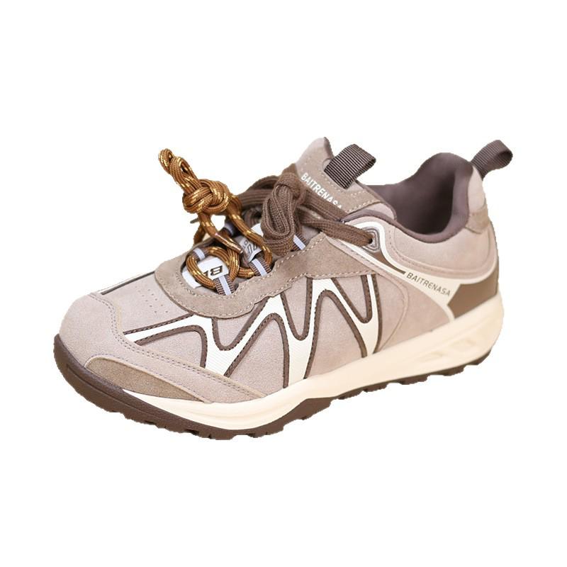 Women's 2025 Colorblock Casual Sneakers - Comfortable Korean Style with Double Shoelaces and Height Boost