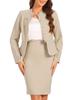 Allegra K Women's 2-Piece Business Skirt Set, Long Sleeve, Peplum Blazer and Pencil Skirt, Dark Apricot, Size M
