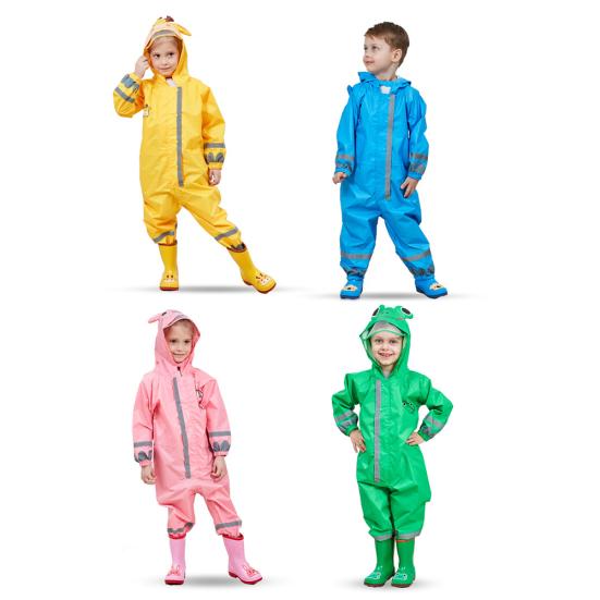 Yousheng, unisex, pentru copii, cu benzi reflectorizante pentru animale din desene 3D, cu glugă, haină de ploaie, poncho