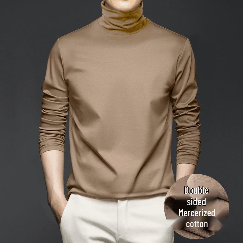 Men's Autumn/Winter High-Neck Anti-Static Liquid Ammonia Mercerized Cotton Long-Sleeve Base Layer Shirt