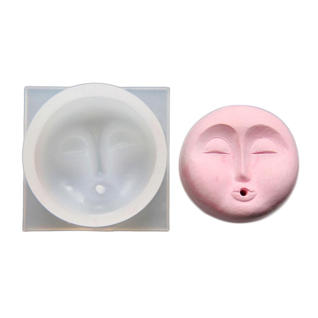 Incense Tray Silicone Mold Handmade DIY Human Face Pattern Incense Insert Stick Holder Cement Plaster Mould Crafts Decor