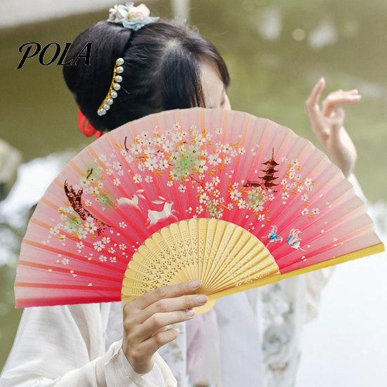 High Gloss Fan Bone Chinese Style Silk Folding with Tassels Elegant Craftsmanship Exquisite Strong And Flexible Bamboo Perfect Party Ornaments Erqing