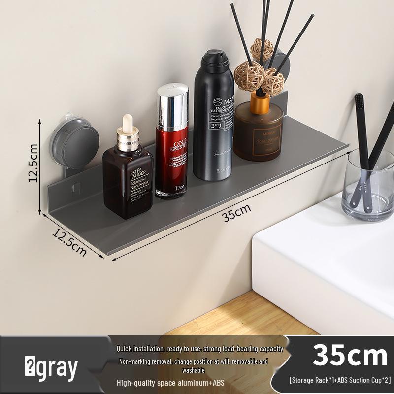 Creamy White Aluminum Bathroom Mirror & Vanity Storage Rack