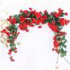 40 Heads Simulated Rose Flower Vine Hedge Living Room Wedding Decoration Wall Hanging Simulated Flowers Rattan 8pcs 230cm