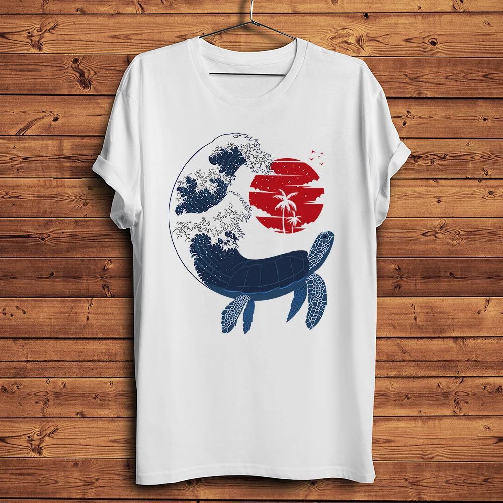 Turtle Shark Dolphin Orcas In Sunset Great WaveFunny Natural TShirt UnisexOneck Casual Short TeeUnisex Streetwear TShirt