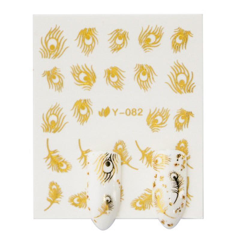30 Sheets/set Fashion Gold Silver Color Nail Sticker Water Transfer Beauty Flower Spider Feather Design Nail Decoration