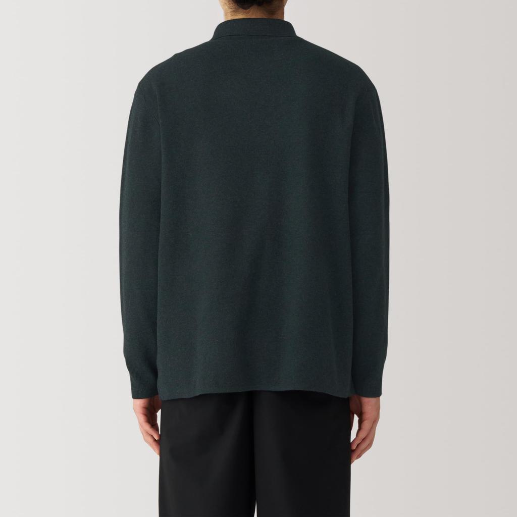 MUJI Men's Washable Milan Rib Knit Shirt Cardigan, Dark Gray, Size L, AA0RPA4A