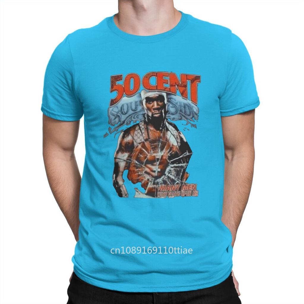 Men Popular American Rap Singer T Shirt 50 Cent Pure Cotton Tops Funny Short Sleeve Crew Neck Tee Shirt Gift Idea T-Shirts