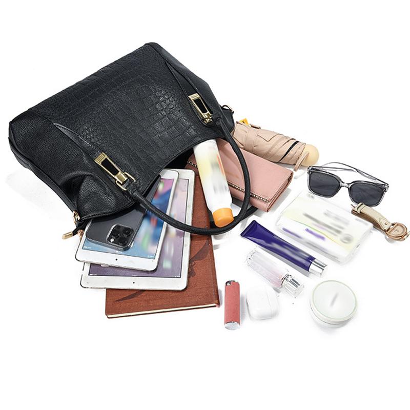 2025 Neue Damenhandtasche aus weichem Leder mit großem Fassungsvermögen im Retro-Stil, einfarbig, Krokodil-Schultertasche, temperamentvoll, Joker, Umhängetasche