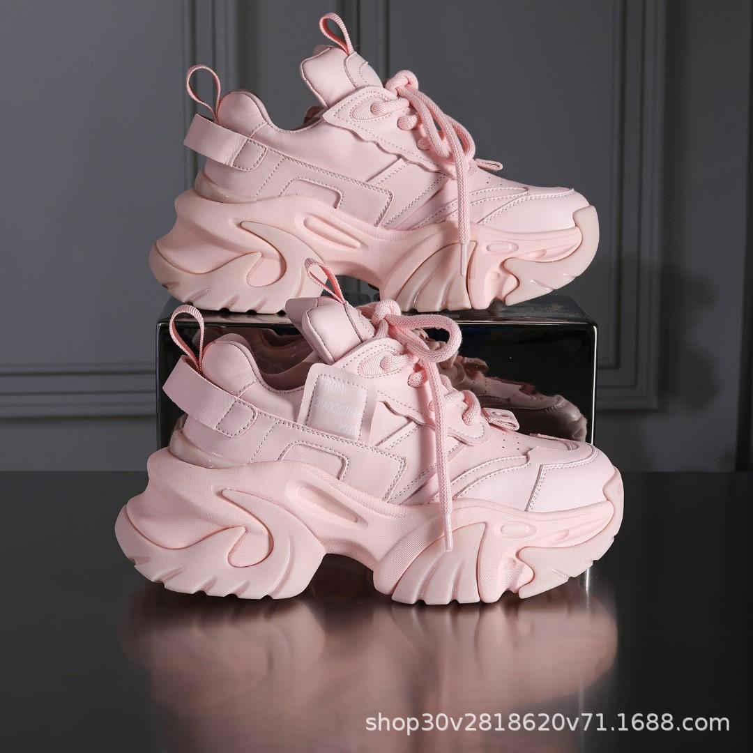 

Классические женские туфли на толстой подошве, увеличивающие рост, повседневная обувь 2024 года, новая дышащая и удобная спортивная обувь на мягкой подошве 35 розовый