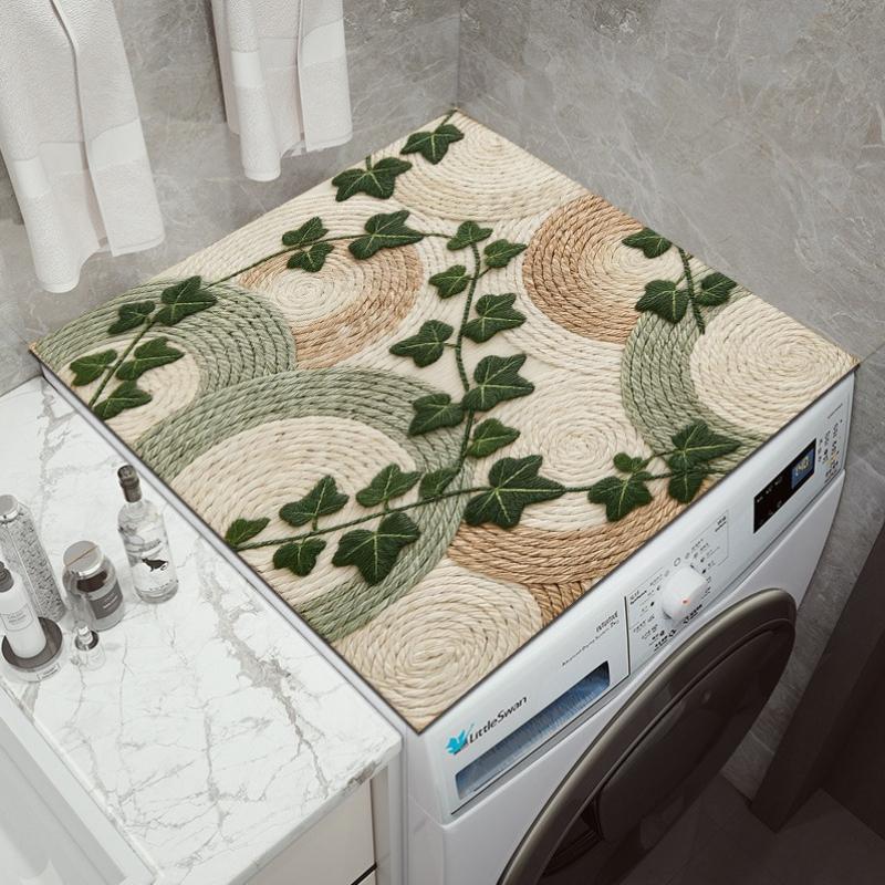 Various Sizes Vintage Checkered Printed Washing Machine Dust Cover Pad, Quick-Dry Absorbent Protective Top Mat for Washer and Dryer