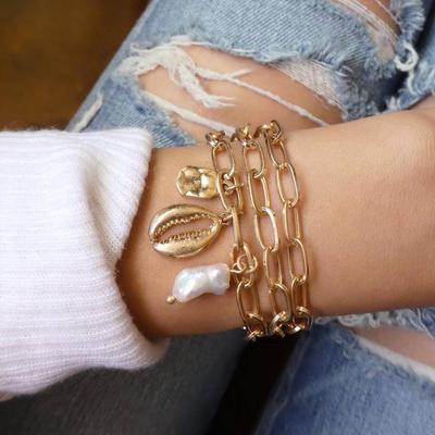 Exclusive For Fashion Punk Chain, Pearl Shell Jewelry Bracelet