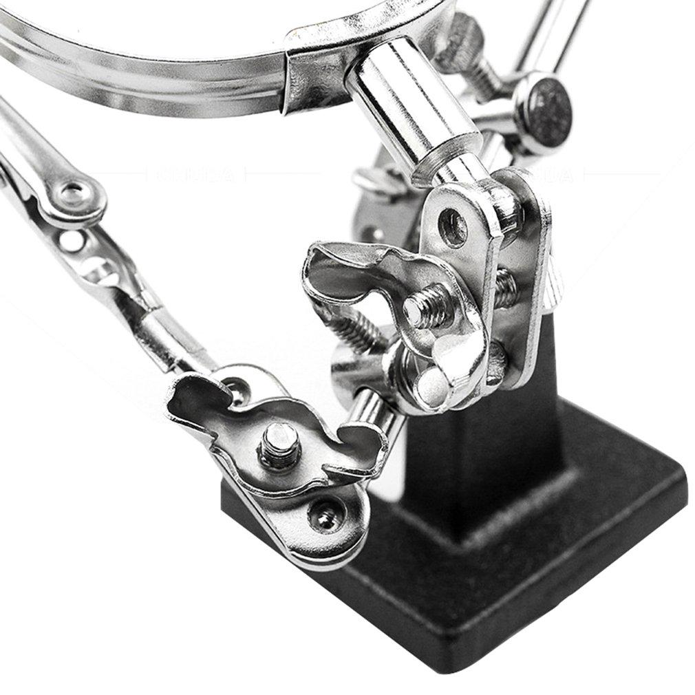 Helping Hands Magnifier Stand with Dual Alligator Clips Adjustable 5X Magnifying Glass Perfect for Soldering Crafting