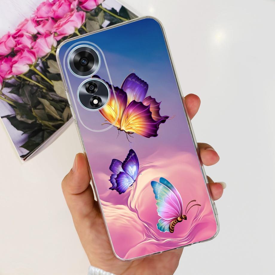 For OPPO A60 Case CPH2631 Phone Coque Transparent Slim Soft Silicone Back Cover oppoA60 A 60 Funda Flower Butterfly Love Heart