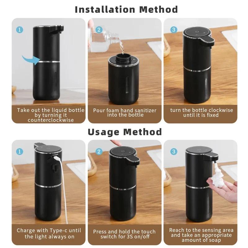 New Wall Mounted Automatic Soap Dispenser Foam Smart Hand Washing Machine 500ml Liquid Rechargeable Bathroom Induction Sensor