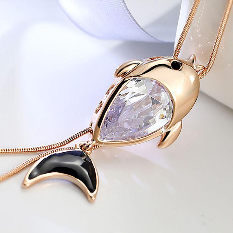 Sweater Chain Autumn And Winter Small Fish Sweater Chain Long Versatile Clothes Pendant Necklace Accessories золотой