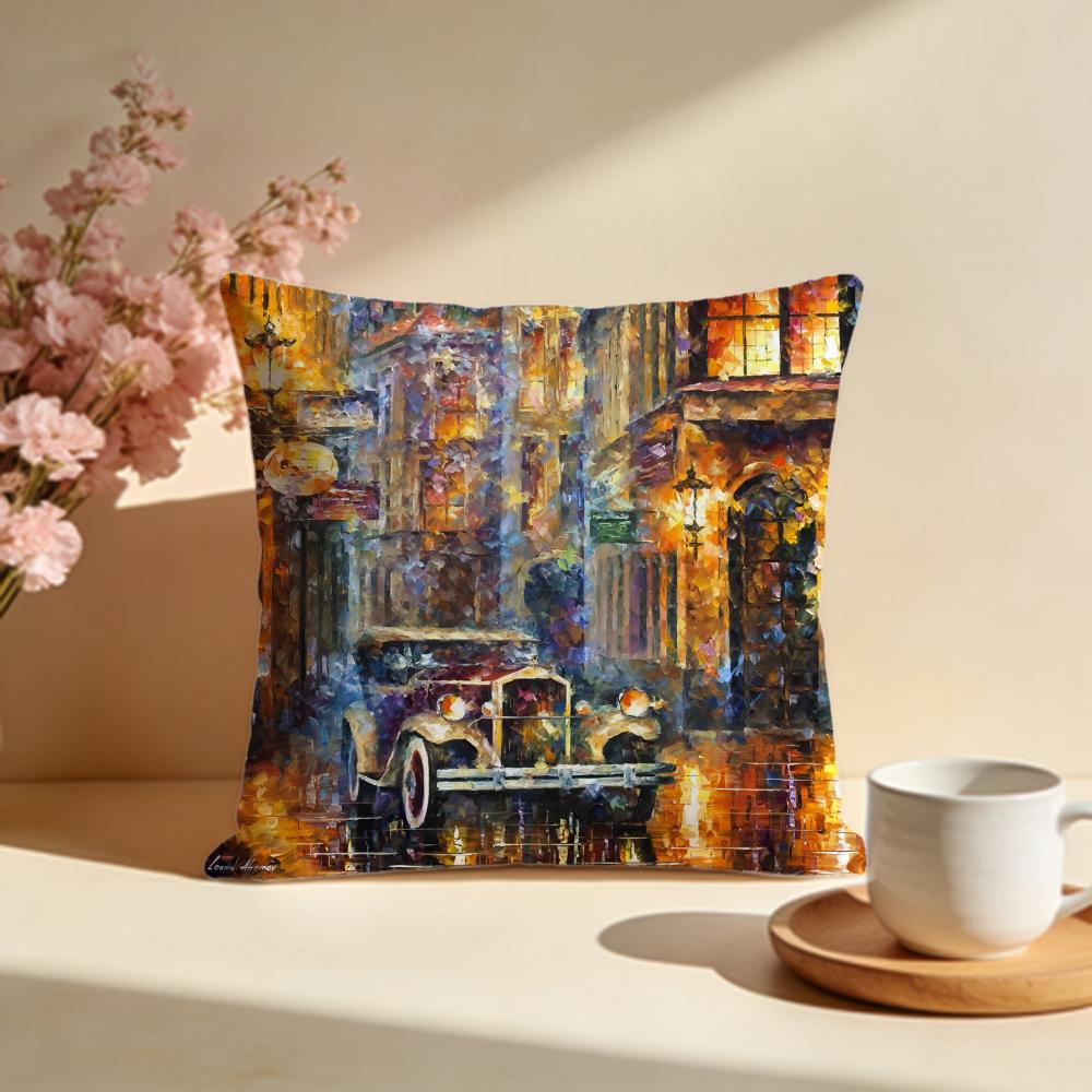 Fashion LLeonid Afremov Oilful Cushion Cover Stylish Washable Pillow Cover Ideal for Couch Bedroom Car Decoration