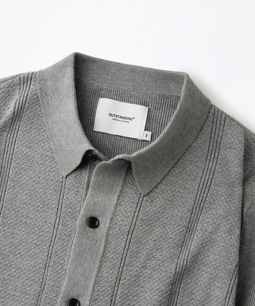 OUTSTANDING Ls Stripe Collar Knit Cardigan_Melange Gray